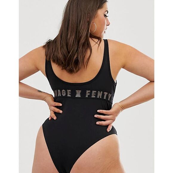 NEW! Savage x Fenty Black one piece logo banded Bodysuit plus size 3X - Picture 6 of 8